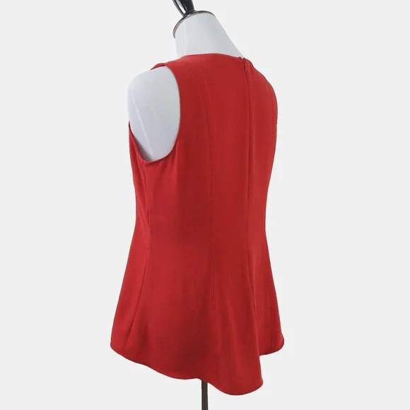 Ann Taylor Size 6 Seamed Shell High Low Top Orange 'Blazing Red' - Picture 5 of 11